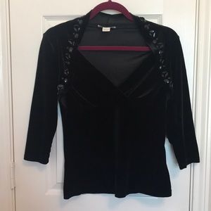 White House Black Market Velvet Jeweled Top